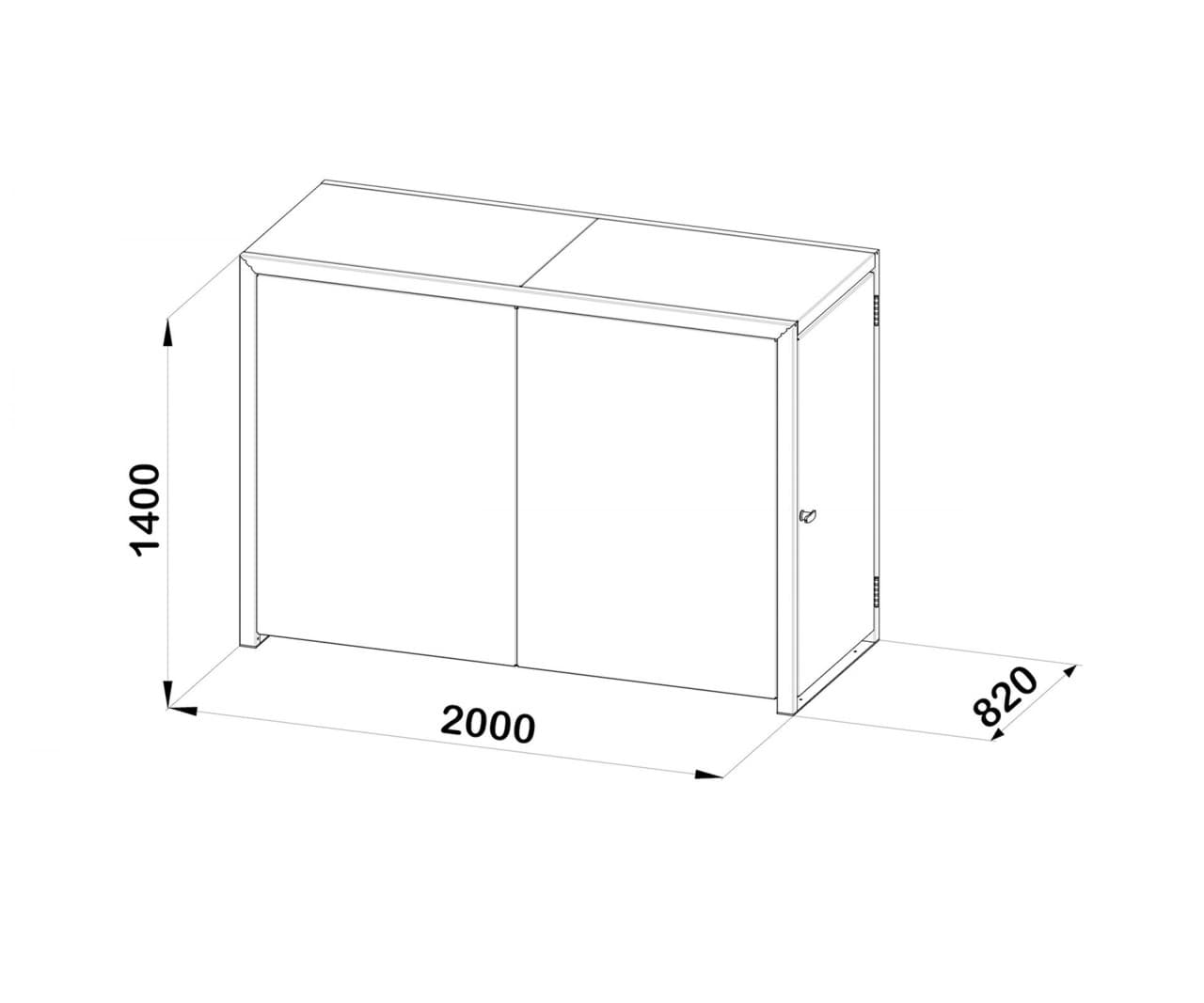 Überdachungen Minigaragen Fahrradbox LMD Single  Maßzeichnung Grundelement